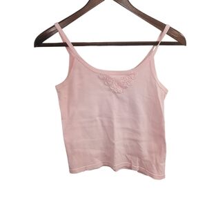 Delicates Pink Embroidered Y2K Tank Top size Medium